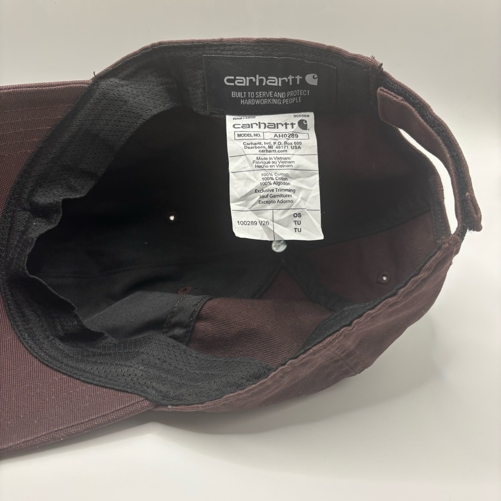 Carhartt Dark Maroon with Brown Logo Men’s Cap - Picture 8 of 8